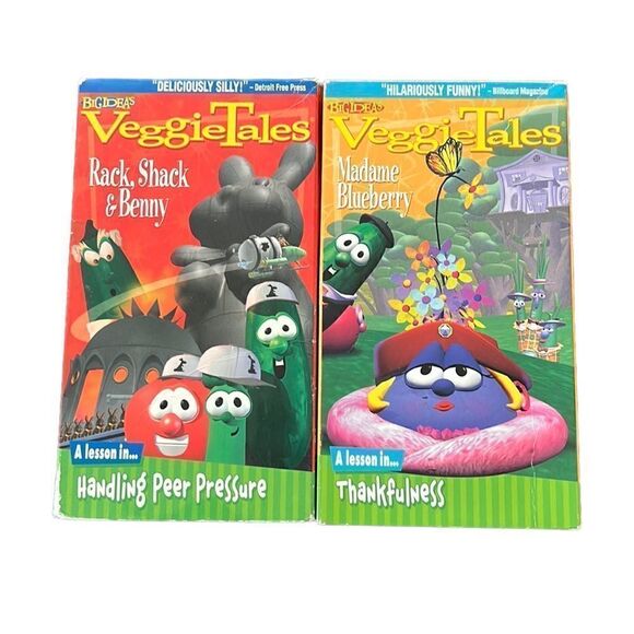 VeggieTales VHS Tapes Vintage 90s Bundle of Two Religious Educational Lessons - Picture 1 of 11